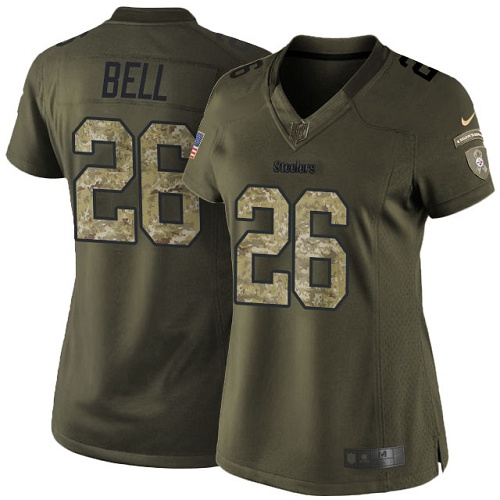 Nike Steelers #26 Le'Veon Bell Green Women's Stitched NFL Limited 2015 Salute to Service Jersey - Click Image to Close